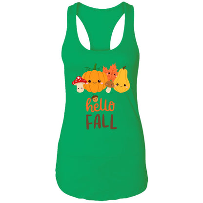 Hello Fall Ladies Racerback Tank