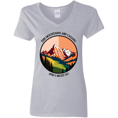 The Mountains Are Calling Ladies V-Neck T-Shirt