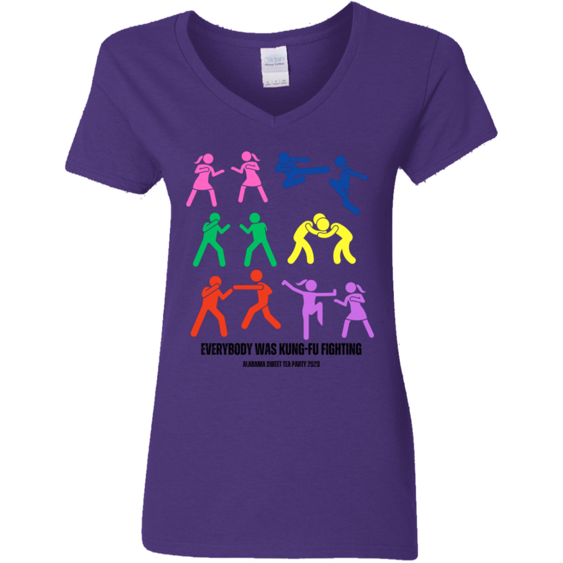 Kung-Fu Fighting Ladies V-Neck T-Shirt