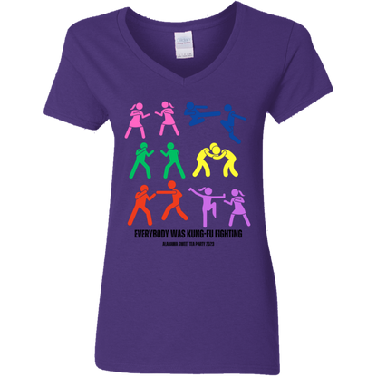 Kung-Fu Fighting Ladies V-Neck T-Shirt