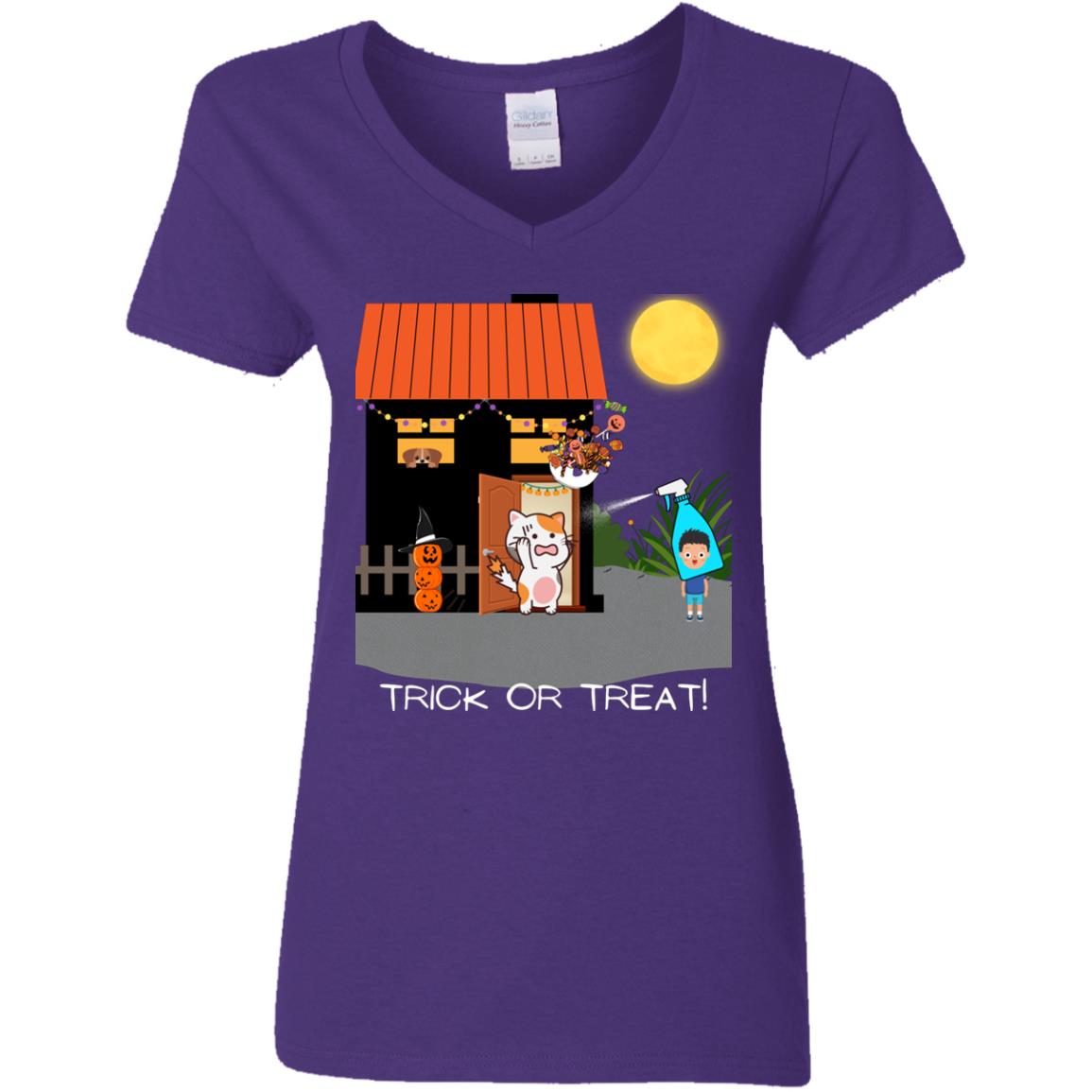 Scaredy Cat Ladies V-Neck T-Shirt