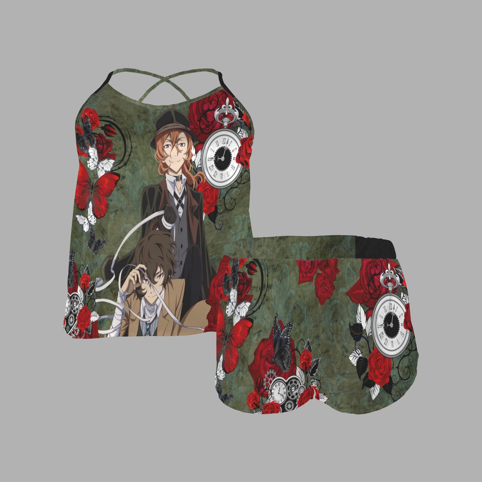 Bungo Stray Dogs- Twin Dark Women's Cross Back Cami Pajama Sets