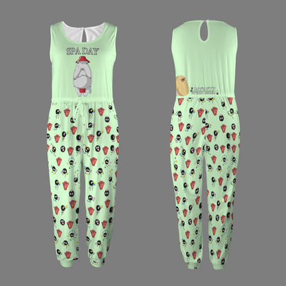 Studio Ghibli - The Radish Spirit Takes a Spa Day Women's Sleeveless Drawstring Elastic Waist Pocket Jumpsuit