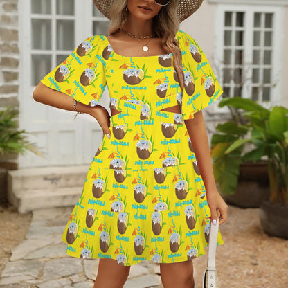 TGC - Pina-Koala Women's Square Neck Crossover Waist Cutout Casual Dresses