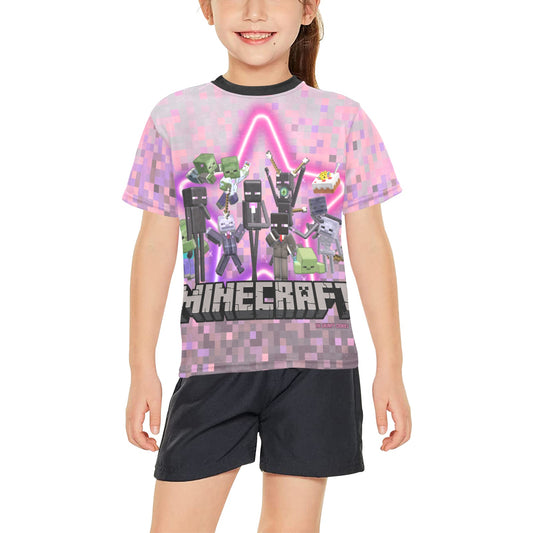 Minecraft - Like a Star Big Girls All Over Print Crew Neck T-Shirt