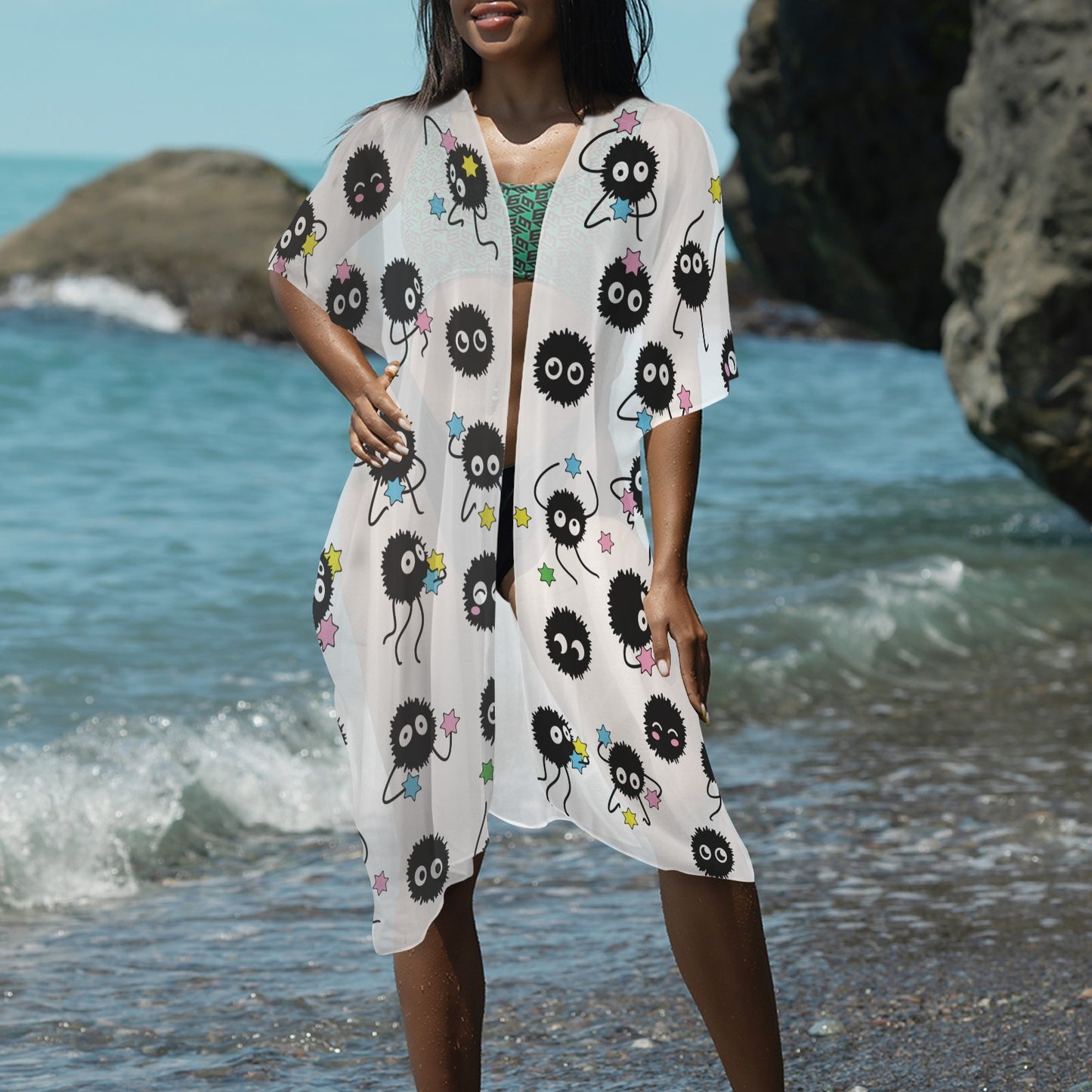 Spirited Away- No Face & Friends Women's Long Cover Up