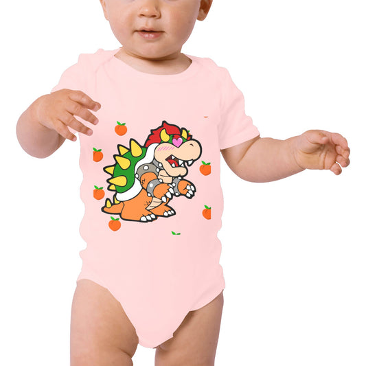 Mario Bros. - Bowser Loves Peaches Peaches Peaches Peaches Peaches Baby Powder Organic Short Sleeve One Piece