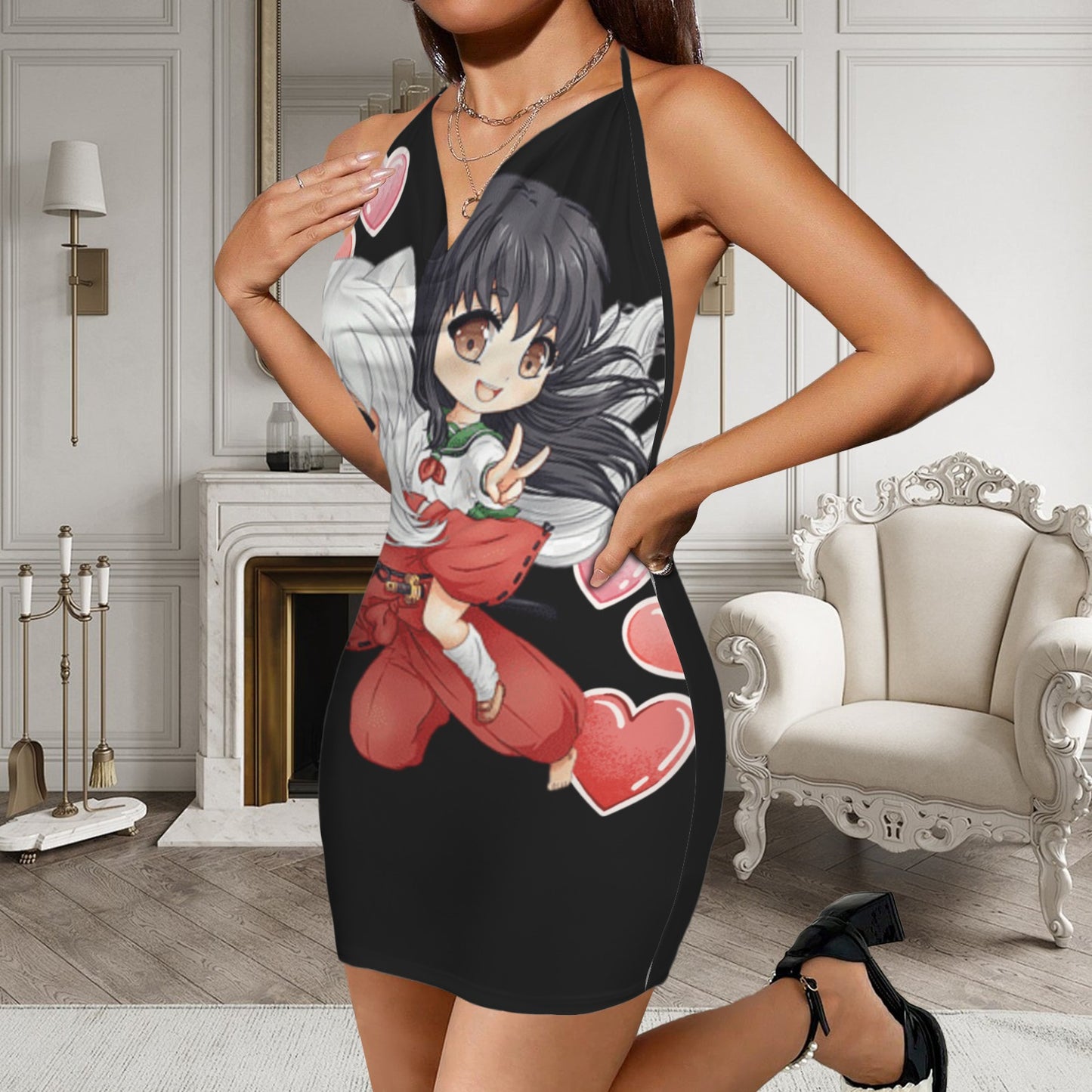 Inuyasha - I Got Your Back Chibi Backless String Halter-neck Drop Neck Party Dress