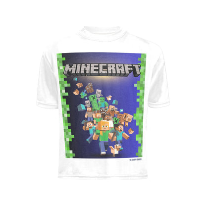Minecraft - Blocks Rule Big Boy's All Over Print Crew Neck T-Shirt