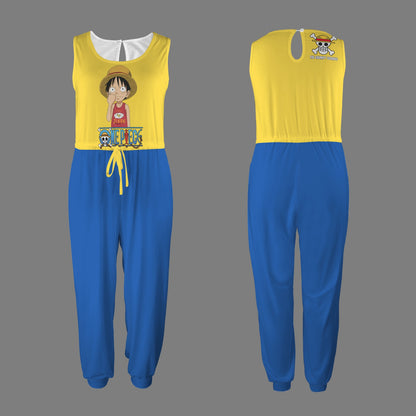 One Piece - Diggin for Gold Women's Sleeveless Drawstring Elastic Waist Pocket Jumpsuit