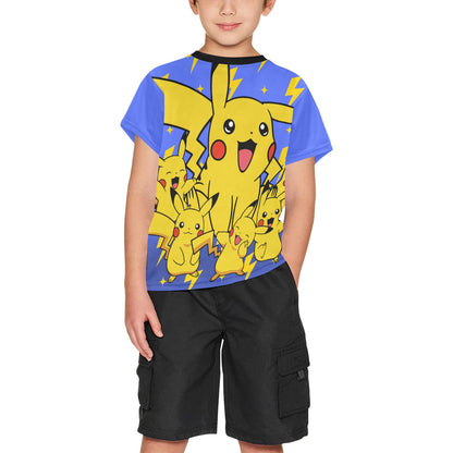 Pokemon - Pika Pika Pika Big Boy's All Over Print Crew Neck T-Shirt