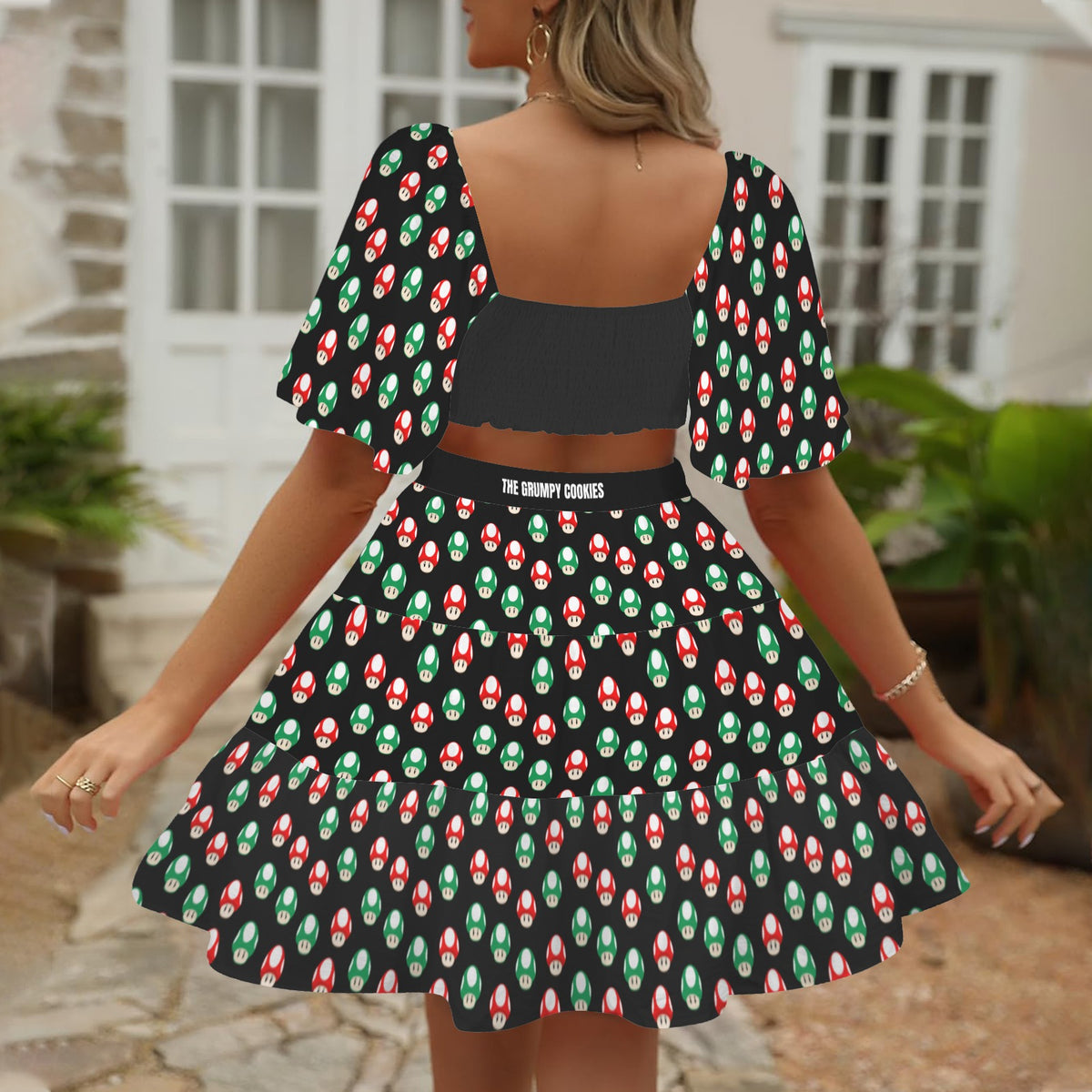KPDH - That's My Hat Women's Square Neck Crossover Waist Cutout Casual Dresses